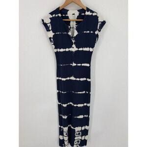 YFB Young Fabulous Broke Sz S Tie Dye Sleeveless Maxi Bodycon Dress Blue White
